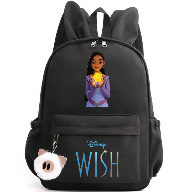 Disney Kids Cute Cartoon Wish Movie Large Waterproof Pink Nylon Fabric School Backpacks