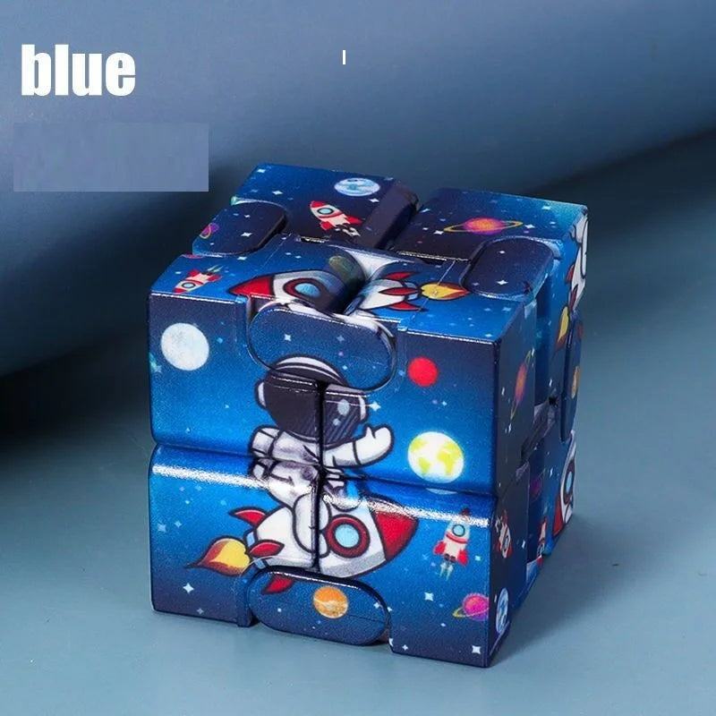 MEADE Teens-Adults Blue-Purple Plastic Square Transformable Twistable Fingertip Anti-Stress 3D Space Theme Flip Infinity Cube Mechanical Puzzle Toys/Ages: 13-18 Years Old Adults /Colors-Blue/Purple/Multicolor