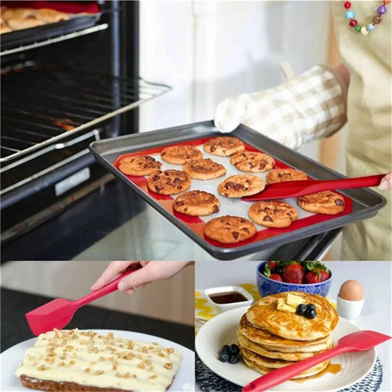 Kitchen Small Heat Resistant Integrated Soft Silicone Spatulas/With Hook Hole/Colors-Red/Blue/Green/Orange/Pink