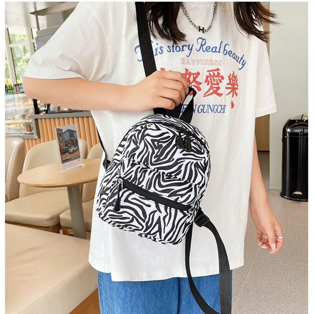 No-EN-Name-Null Women Mini Lightweight Waterproof Nylon Fabric Floral-Animal Print Design External Pockets Spandex Lining Shoulder Straps-Handle Rucksack Backpacks