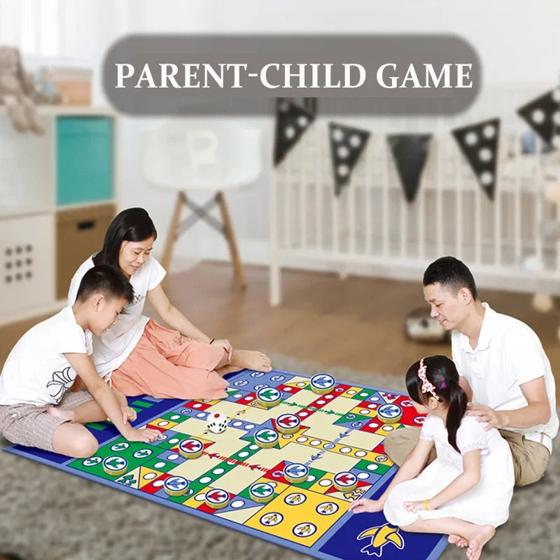 No-EN-Name-Null Parent-Child 16 Flat Round Chess Pieces Plastic-Cotton Foldable Crawling Colorful Chess Game Mats Floor Board Games /Ages: 6 Years Old + Older / 1 Dice/Colors-Blue/Multicolor/Geometric