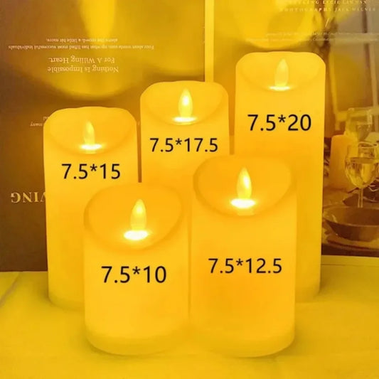 Realistic Round Plastic LED Electronic Flickering Flameless Candles/3-AAA battery/Battery Not Included/Colors-White/Black/Mini Candle-Ivory-White Button Batteries Not Included
