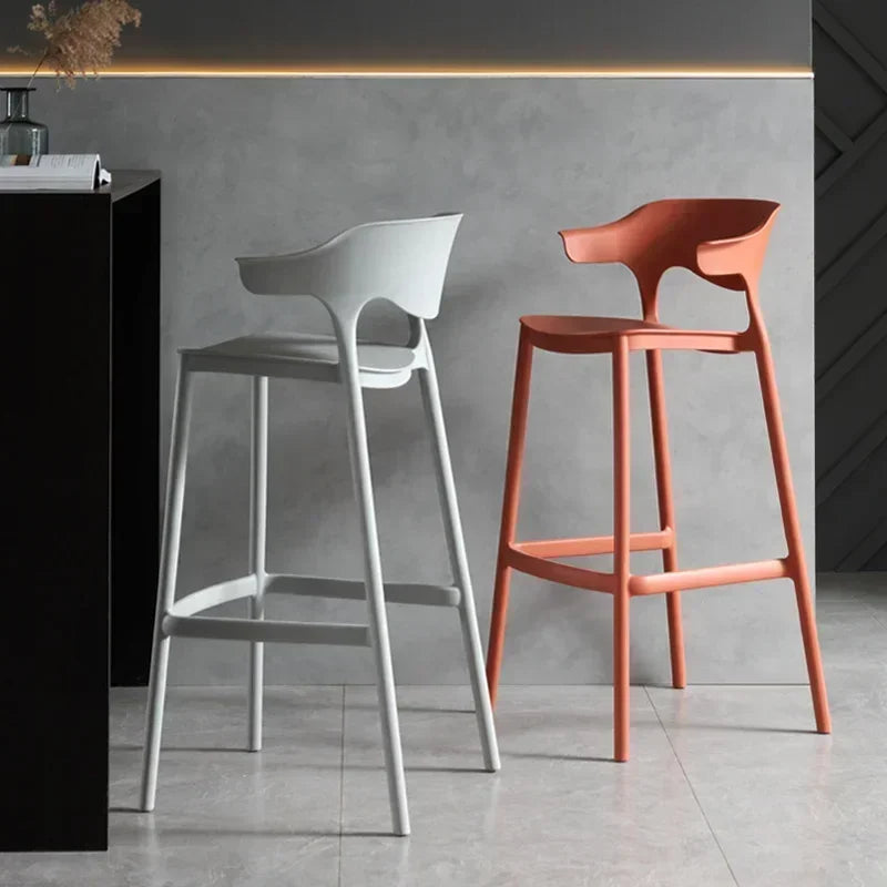Nordic Modern Minimalist Stackable Solid Reinforced PP Plastic Low Back Hard Bar Chairs/Colors-Green/Orange/Gray/Yellow/Black/Blue/Brown