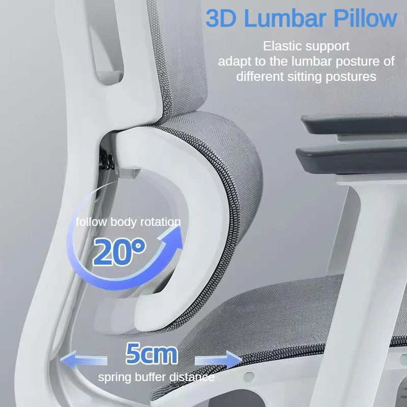 NULL Modern Ergonomic Gray-White-Black Full Mesh Movable Headrest-Backrest-Seat Adjustable Aluminum Metal Feet Four Plastic Black Wheels Rotatable  Liftable Reclining Low 3D Lumbar Support Footrest Gaming Computer Office Chairs