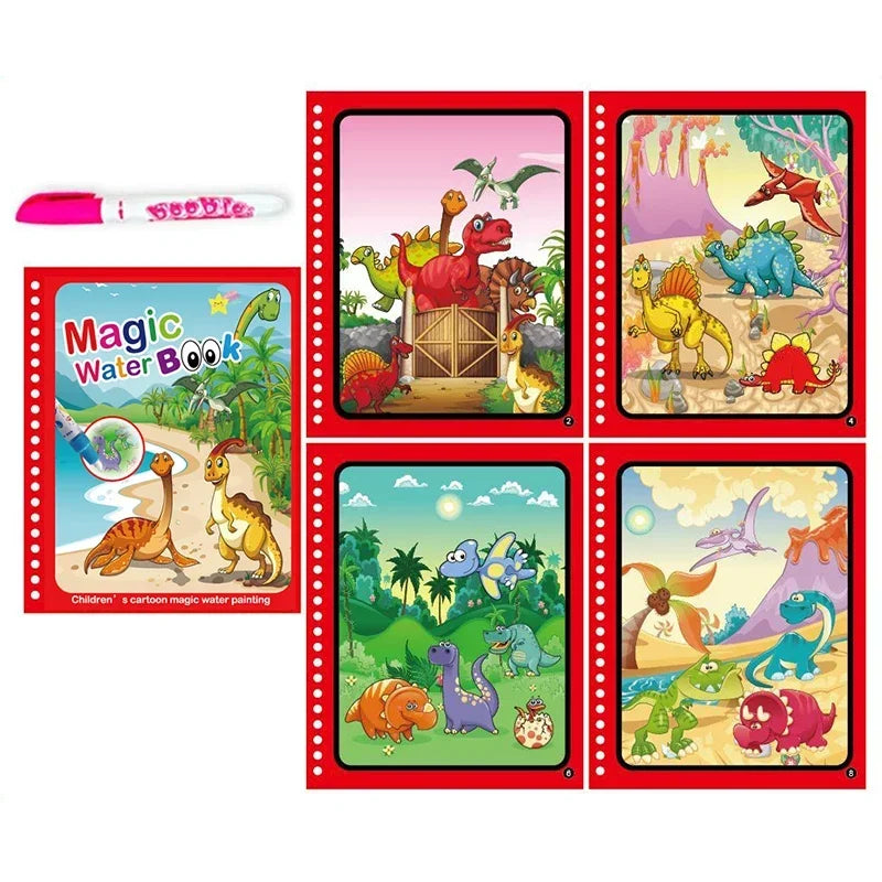 No-EN-Name-Null Kids Plastic Ringed Multicolor Early Education Magical Water Book Pen Paper Drawing Reusable Coloring Books-Pads/Ages: 3-8 Years Old/Colors-Blue/Green/Multicolor/Animals