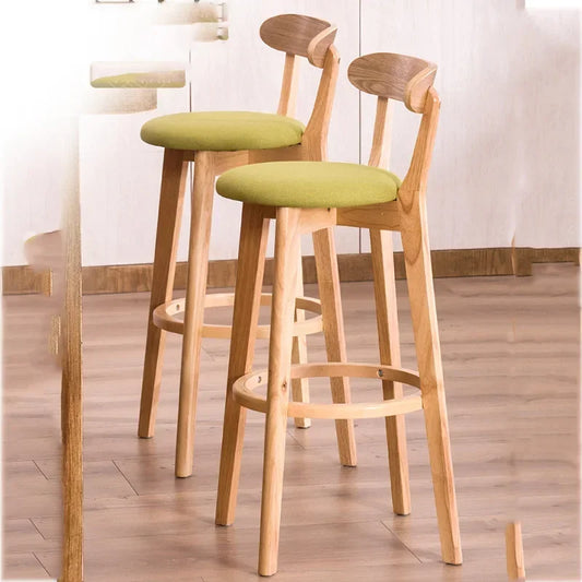 No-EN-Name-Null Modern Upholstered Padded Hard Solid Wood Low Full Curved Backrest Soft Fabric Round Seat Cushion Bar Stools/Colors-Green/Brown/Beige/Gray/Black