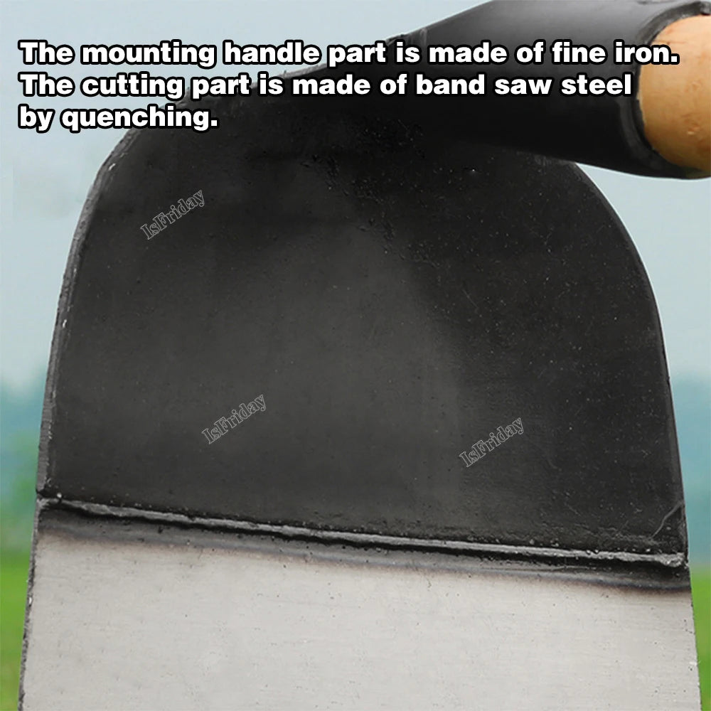 ISFRIDAY Black-Silver Manganese Steel Metal Loosening Soil-Weeding Wood-Handle Hoes