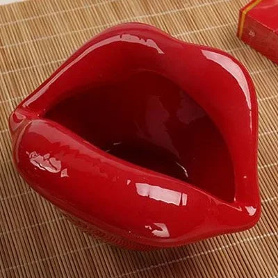No-EN-Name-Null Cute Cartoon Ceramic Realistic Red Lips Shaped Cigarette Ashtrays/Colors-Purple/Red/Pink