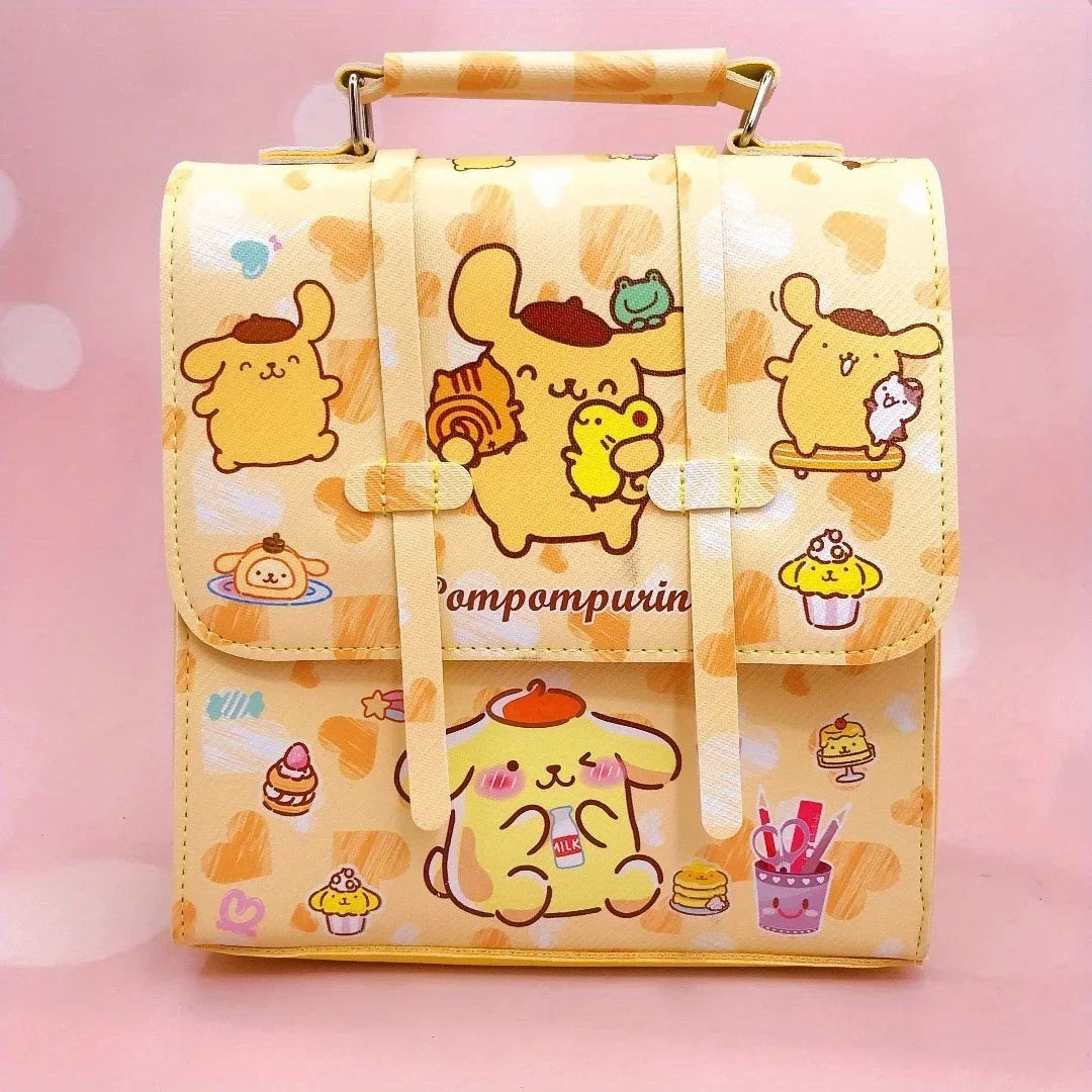 MINISO Kids Exterior Front Pocket-Two Snaps Pockets Pink Waterproof Oxford Fabric Cute Cartoon Hello Kitty Design Zipper Curved Softback Canvas Lining Single Compartment Shoulder Strap-Handle School Backpacks/Colors-Pink/Purple/Blue/Multicolor