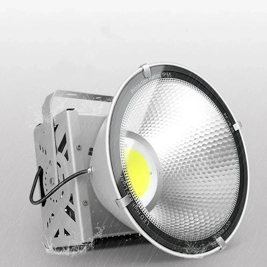 Outdoor Brushed Nickel Finish White-Silver Round Aluminum Body AC-Powered Waterproof Cool-Daylight White LED Wall-Mounted Flood-Spot Lights/  Bulbs Included
