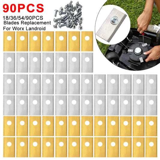 18/36/54/90PCS Blades Replacement Lawn Mower Parts For Worx Landroid Robotic Lawnmower Stainless Steel Cutter Blade Screws Set