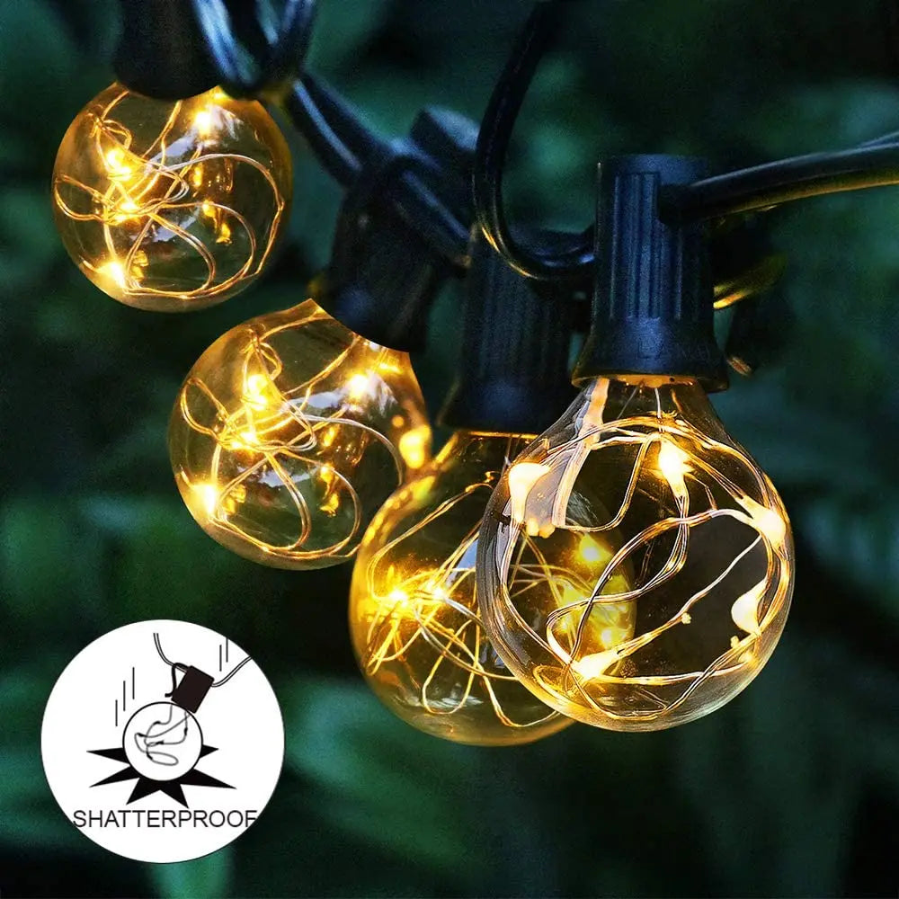 AIOPP Outdoor-Indoor Dimmable Solar-Powered Eight Light Modes Warm White Multicolor Built-In 4  LED Weatherproof Waterproof Shatterproof  Hanging Round Ball Globe Light Ropes-String Patio Lights/ Colors-Black/Yellow/White/Multicolor