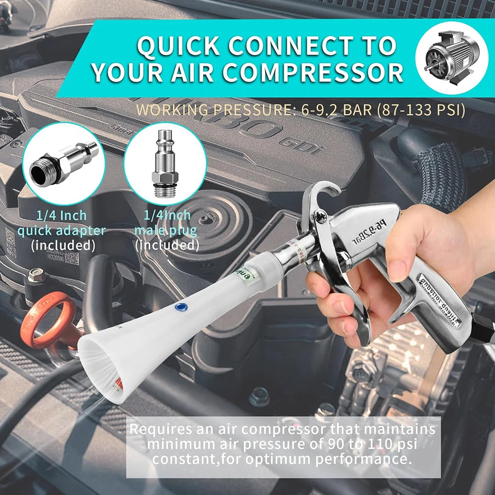 XMSJ Pneumatic Power Silver Aluminum Alloy Handle White Plastic Nozzles-Brushes Copper Air Blow Car High Pressure Wash Guns/Colors-White/Silver/Gray/Multicolor