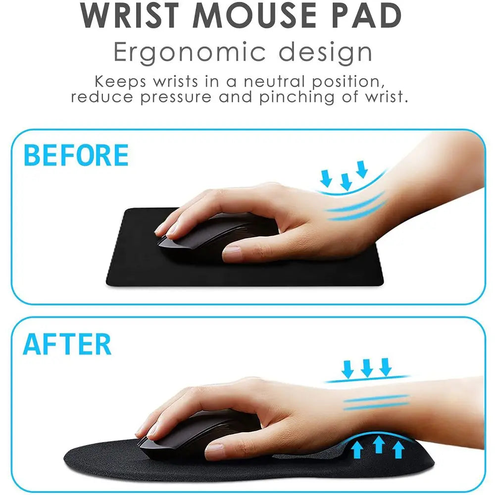DITIPOO Solid Multicolor Rectangle-Oblong Oval Shaped Smooth Lycra Fabric Top-EVA Memory Foam-PU Design Ergonomic Wrist Rest Support Rubber Base Mouse Pads/Colors-Blue/Black/Red/Purple/Gray/Multicolor