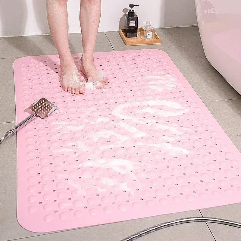 No-EN-Name-Null Modern Multicolor Rectangle Machine-Made Plastic Non-toxic Anti-Slip Base Suction Cup Large Bathroom Shower Bottom Mats /Colors-White/Pink/Beige/Red/Blue/Gray/Multicolor