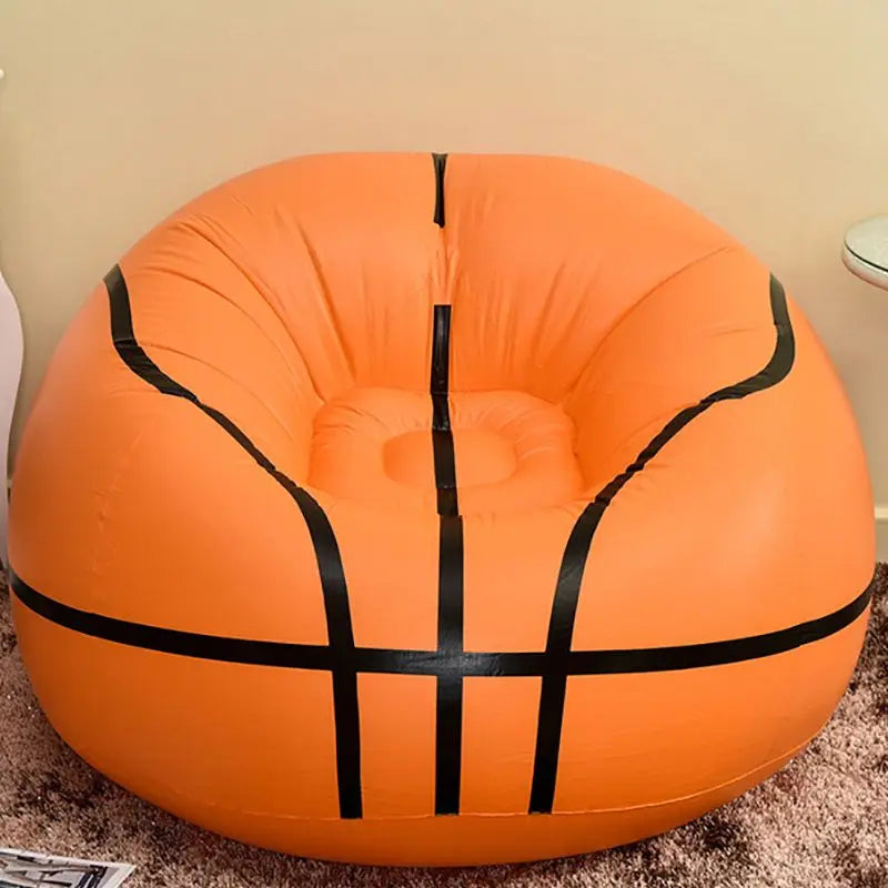 ZJMZYM Modern Indoor Soccer Ball-Basketball Sport Theme Round Shaped Vinyl Upholstery Inflatable Durable PVC Plastic PS Synthetic Multicolor Polyester One Person Lazy Bean Bag Chairs /Colors-Orange/Black/White/Multicolor/Geometric