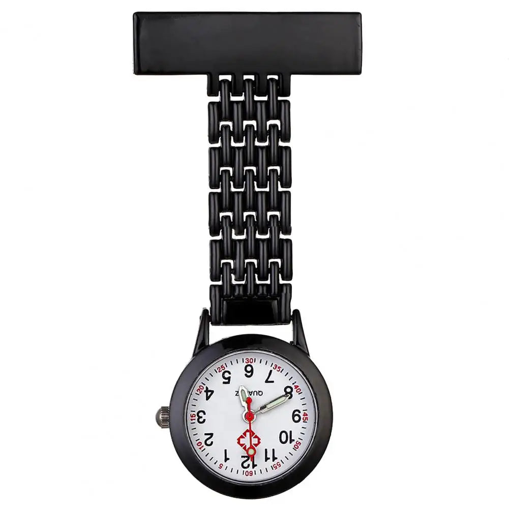 BLUELANS Unisex Adults Stainless Steel Metal Alloy Case Nurses Quartz Analog Display Locked Brooch Rectangle Pin Attachment Round Shaped Glass Face Fob Pocket Watches/Colors-Red/Purple/Black/White/Sky Blue/Dark Blue/Green/Pink