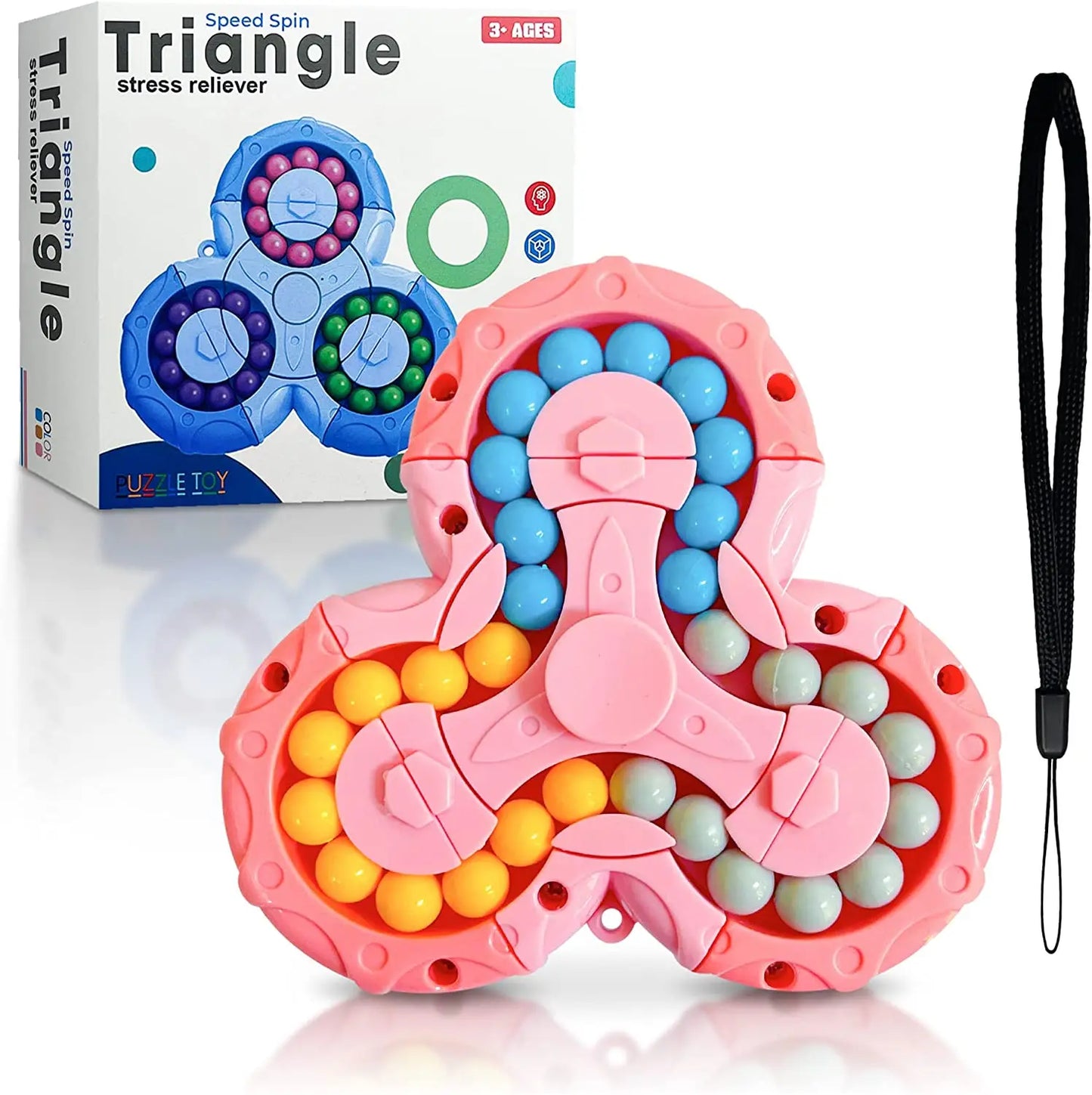 No-EN-Name-Null Teens-Adults Non-Toxic Multicolor Plastic Triangle Shaped Fidget Speed Spinner Six-Sided Rotating Magical Beans Inside Handheld Fingertip Puzzle Early Education Activity Toys/Colors-Blue/Orange/Pink/Multicolor/Ages: 13-18 Years Old-Adults