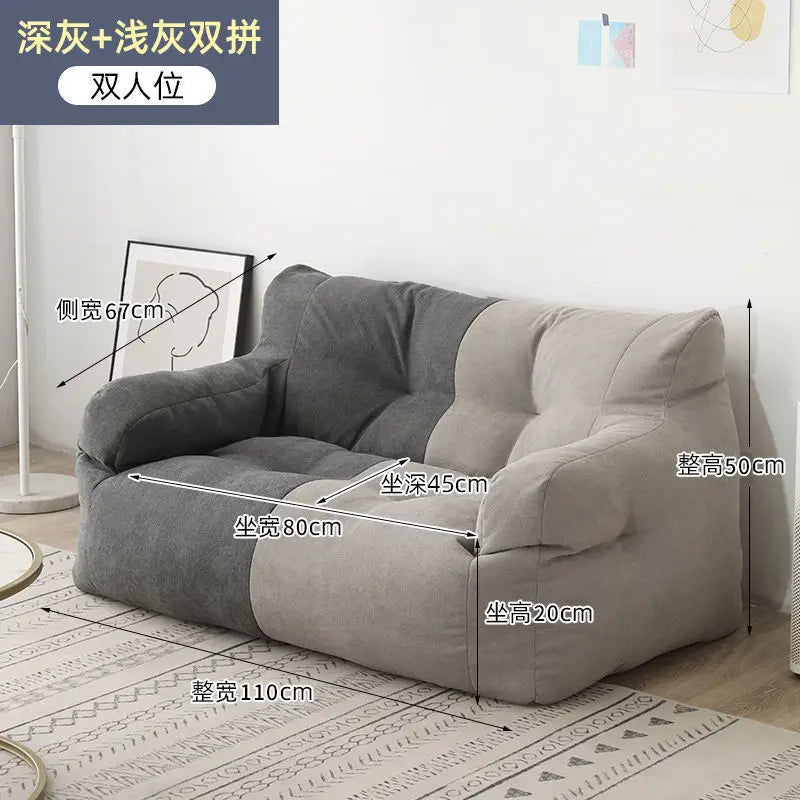 No-EN-Name-Null GIANT Soft Linen-Cotton Fabric Sofa Bean Bag Chairs/ Side Pocket/Detachable Cover /Washable /Colors-Gray/Blue/Yellow/Beige/Multicolor