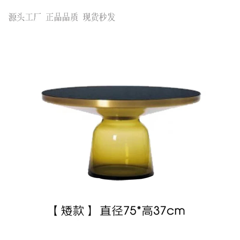 No-EN-Name-Null European Retro Multicolor Oval-Round Solid Glass Tea-Coffee Tables/ Size-50x53cm