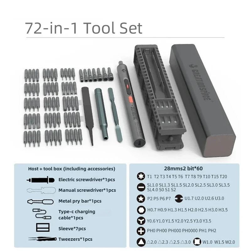No-EN-Name-Null Mini 3.6V One-Way Clutch Silver-Black-Orange Body Electric Lithium Rechargeable Battery-Powered LED Shadowless Lights Straight Handle Power Screwdriver Sets/Colors-Black/Silver/Orange/Gray/Multicolor