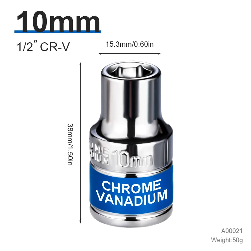 NIUXIANG Blue-Silver Chrome-Plated Steel Deep Impact Anti-Slip Card Slot Design 1/2 Hex Drive Socket Sets