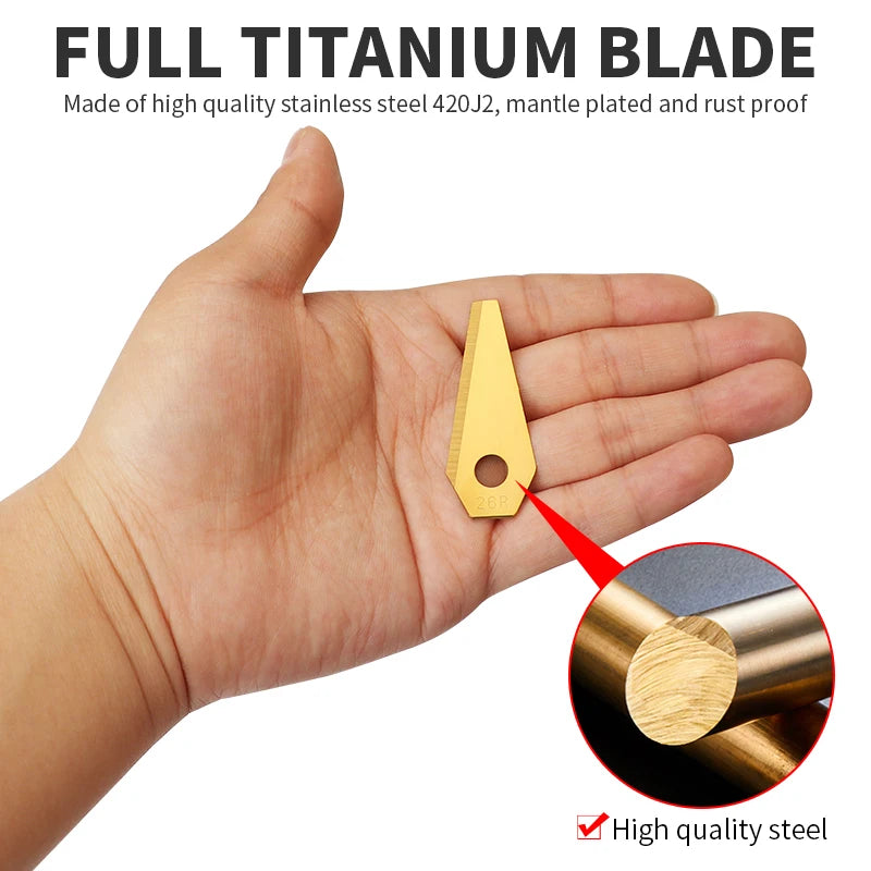 ONNFANG 9 PCS Pack Tool Replacement Petrol-Gas Power Lawn Mower Wear-Resistant Anti-Rust Silver-Gold Coated Titanium-Plated Steel Robot Lawn Mower Blades
