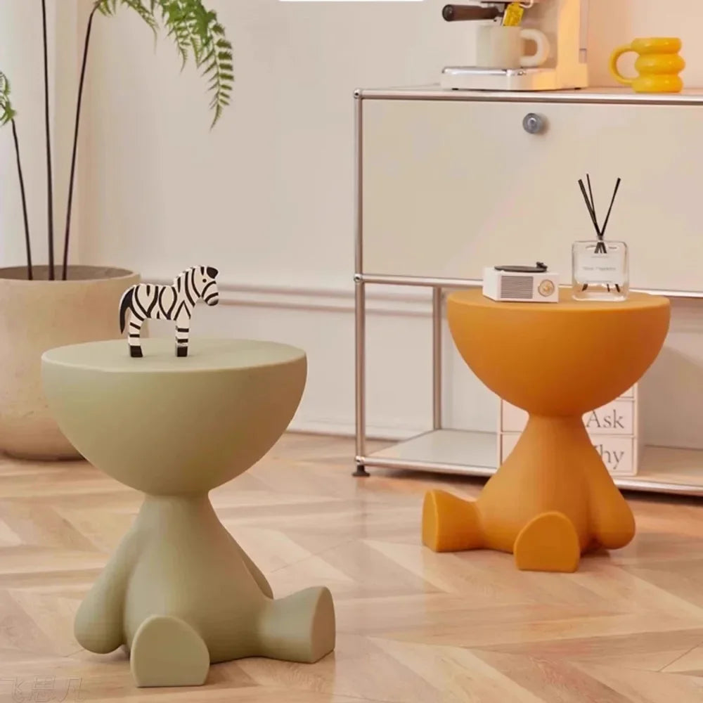 No-EN-Name-Null Modern Small Round Hard Plastic Tatami Flathead Little People Sitting Down  Coffee Tables/Colors-Light Terracotta/Dark Terracotta/ Light Beige/White/Cream/Gray/Pink/Black