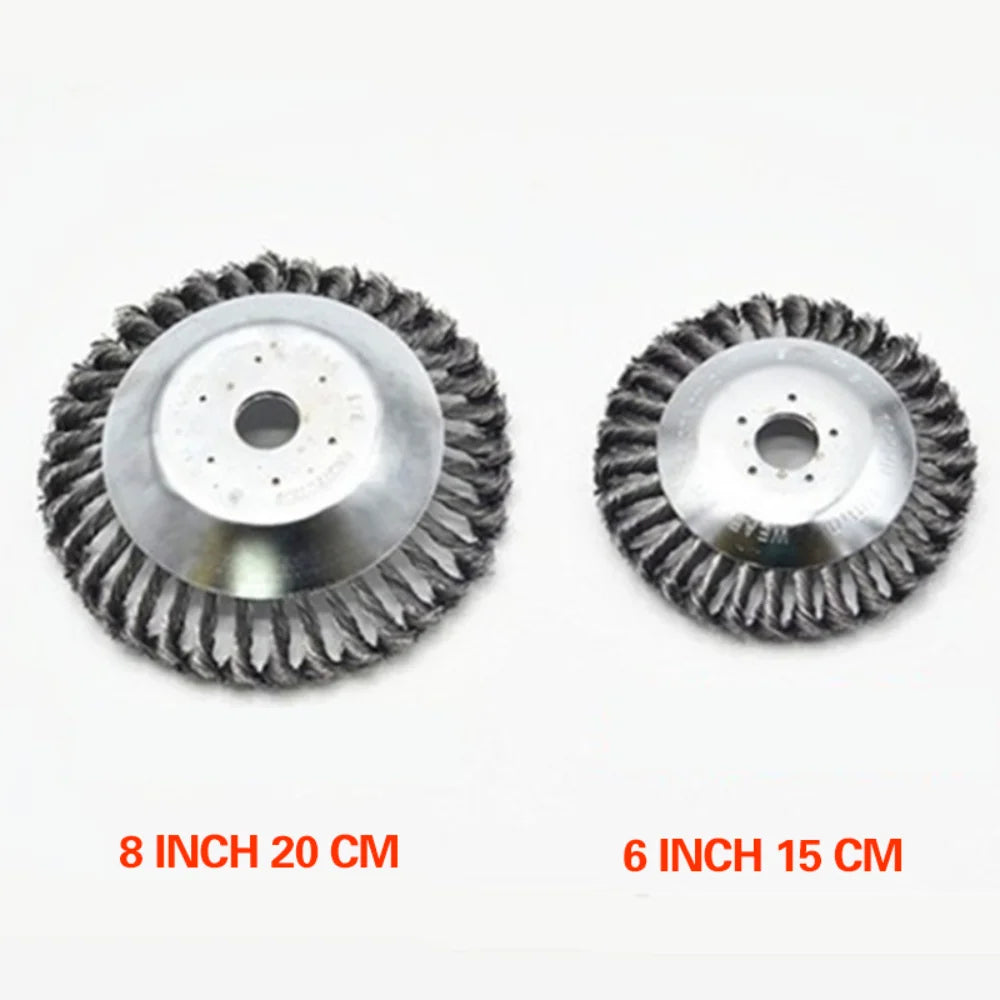 XMSJ Outdoor Round Silver-Gray Spring Steel Straight Wire Wheel Blades Weed-Brush 6-8-10 Inch Trimmer Heads
