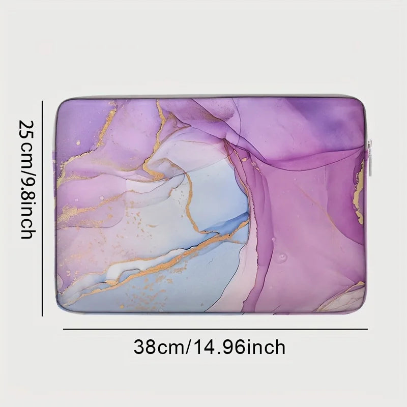 Marble Printed Laptop Polyester Zipper Briefcase Bag /Suitable for 14 inch Laptops/Colors-Purple/White/Blue/Multicolor