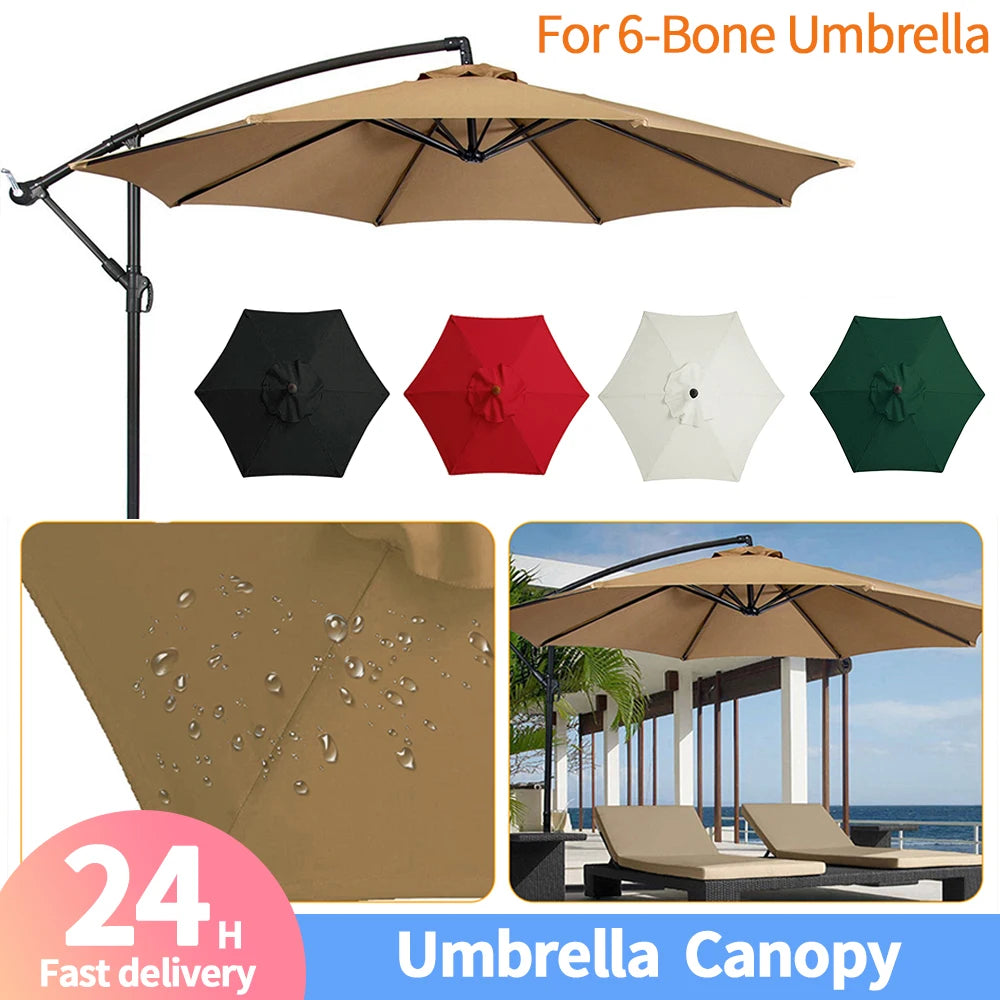 HOSPORT Outdoor 6 Bones Waterproof-UV Protection Patio Umbrella Replacement Polyester Canopy/Colors-Black-Red/Beige/Khaki/Dark Green