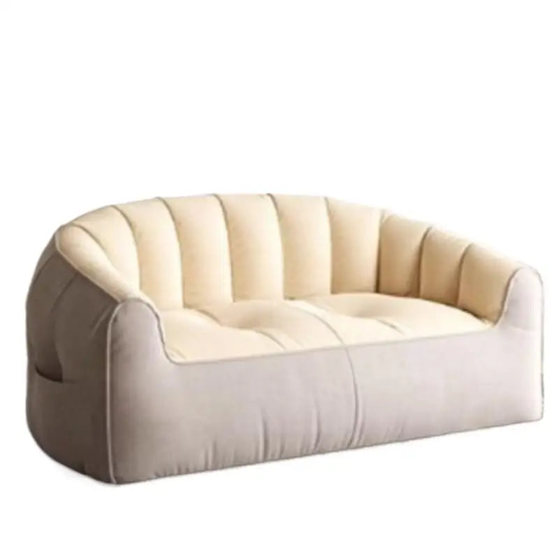 ZISIZ Modern White-Dark Gray Q-Bomb 3D Rebound Uniform Support Upholstered Padded Soft Fluffy Snow Velvet Fabric Removable Washable Lazy Lightweight Double Seats Side Pocket Bean Bag Chair Sofas/Colors-Gray/Beige/White/Striped/Yellow/Geometric