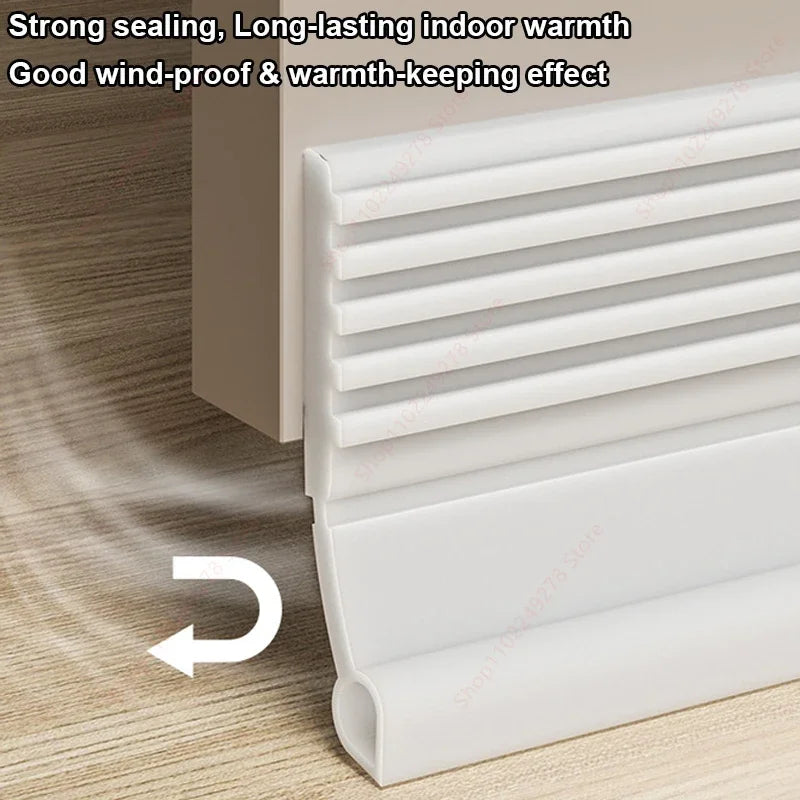 Waterproof Self-Adhesive Flexible TPE Rubber Wind-Soundproof Door Bottom Sealing Strips/Colors-Gray/White/Brown