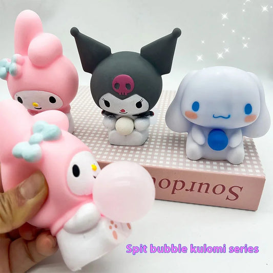 10 PCS Soft Squeezable Plastic Synthetic Silicone Cartoon Anime Sanrio Kuromi Melody Animal Anxiety-Stress Relief Toys/Ages: 13-18 Years Old Adults/Colors-Pink/White/Gray/blue/Black/Multicolor/Dots