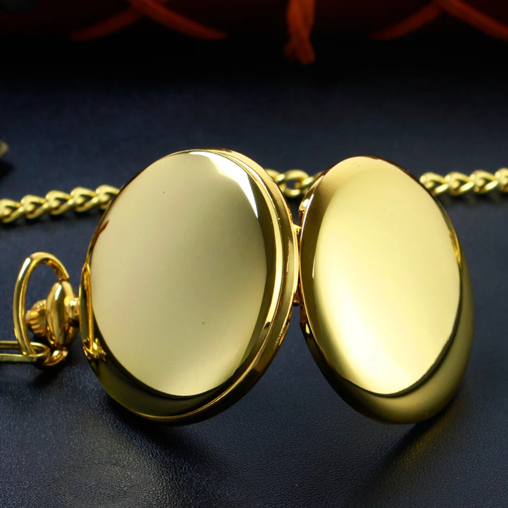 SHUHANG Adults Antique Quartz Gold Round Shaped Acrylic Face Analog-Digital Display Black Roman Numeral Metal Alloy Case Necklace Chain-Pocket Watches