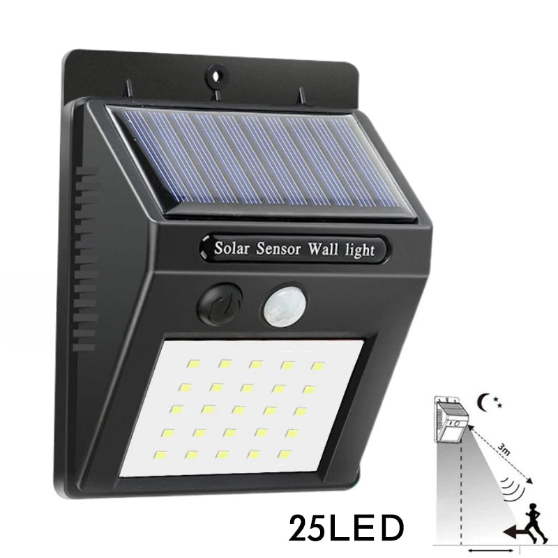HEINAST Cool White LED Solar-Powered Black Plastic Body Dimmable 3 Light Modes Automatic Start Wireless Human Body Intelligent PIR Motion Sensor Light Waterproof Wall-Mounted Flood-Spot Lights/Colors-Black/White/Gray