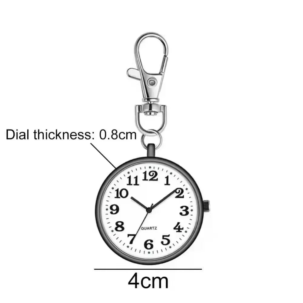 MOONBIFFY Adults Quartz Acrylic Face Silver Round Digital-Analog Display Stainless Steel Metal Lobster Clasp Buckle Nurses-Doctors Hanging Keychain Fob Pocket Watches/Colors-Red Rose/Red/Pink/Black/Silver/Grey/Gold/Dark Blue/Blue/Purple