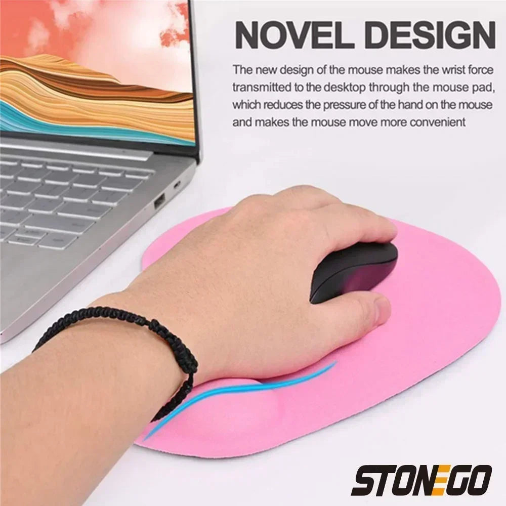 STONEGO Custom Free-Form Rectangle Shaped Gray Plastic-Neoprene Soft Foam Wrist Support Silicone Anti-Skid Bottom Mouse Pads/Colors-Gray/Black/Blue/Pink