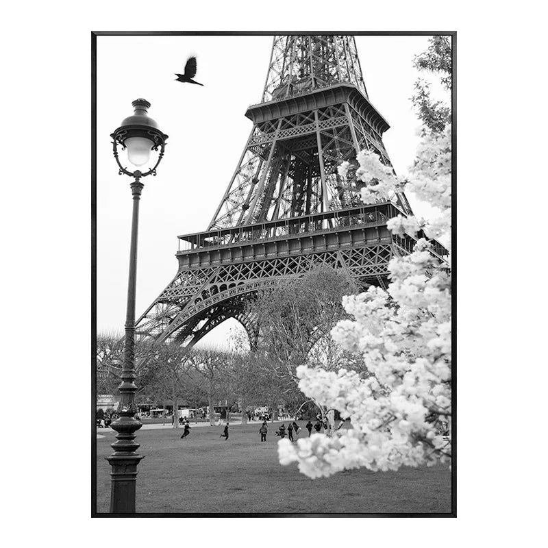 Unframed Canvas New York City-Brooklyn Bridge-Paris Tower/ Colors-Black/ White