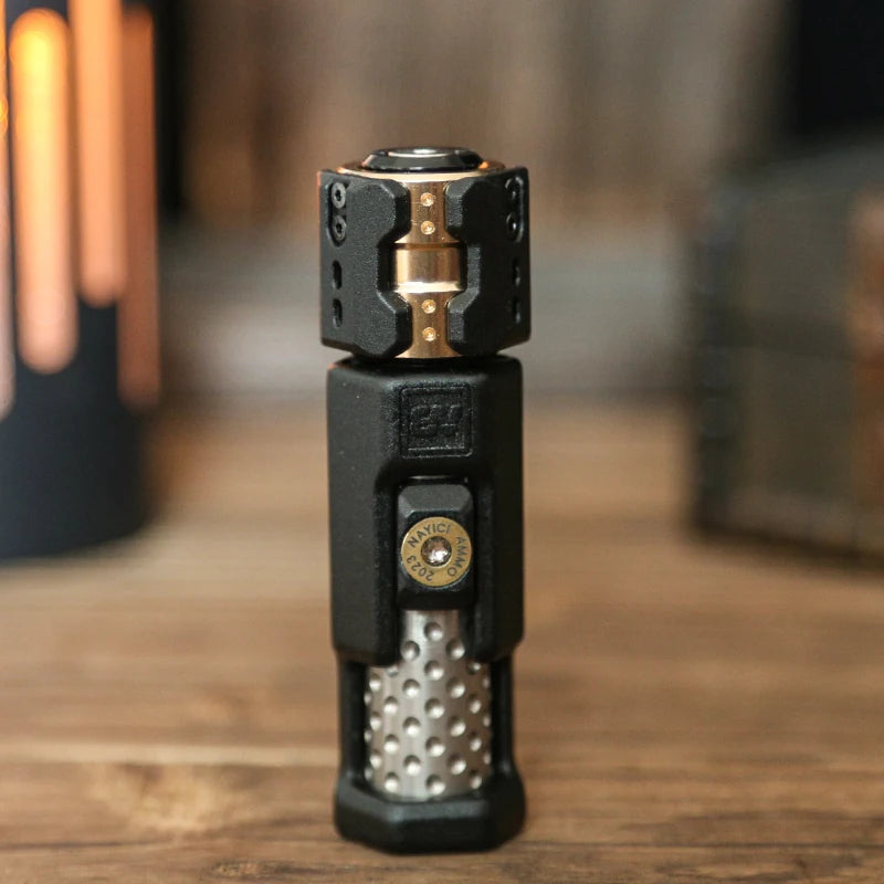 AHHLCLT Handheld Mechanical Hardcore Long Round Rectangle Black-Silver-Gold Metal Dissipation Musketeers Gun Bolt Spinner EDC Haptic Push Slider Stress-Relieving Executive Toys/Ages 18 Years Old + Older