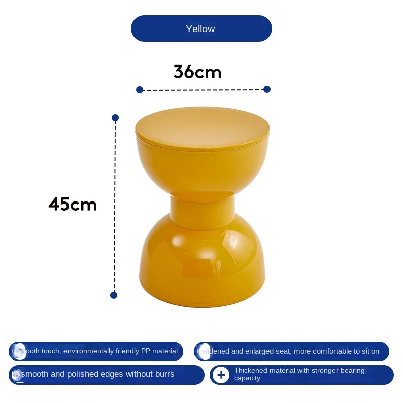 No-EN-Name-Null  Modern Indoor-Outdoor Smooth Multicolor Hard Flat Plastic Round Top Hourglass Shaped Ottomans/Colors-Black/Beige/Yellow/White/Pink/Gray/Multicolor/Size: 45 x 36 x 36cm