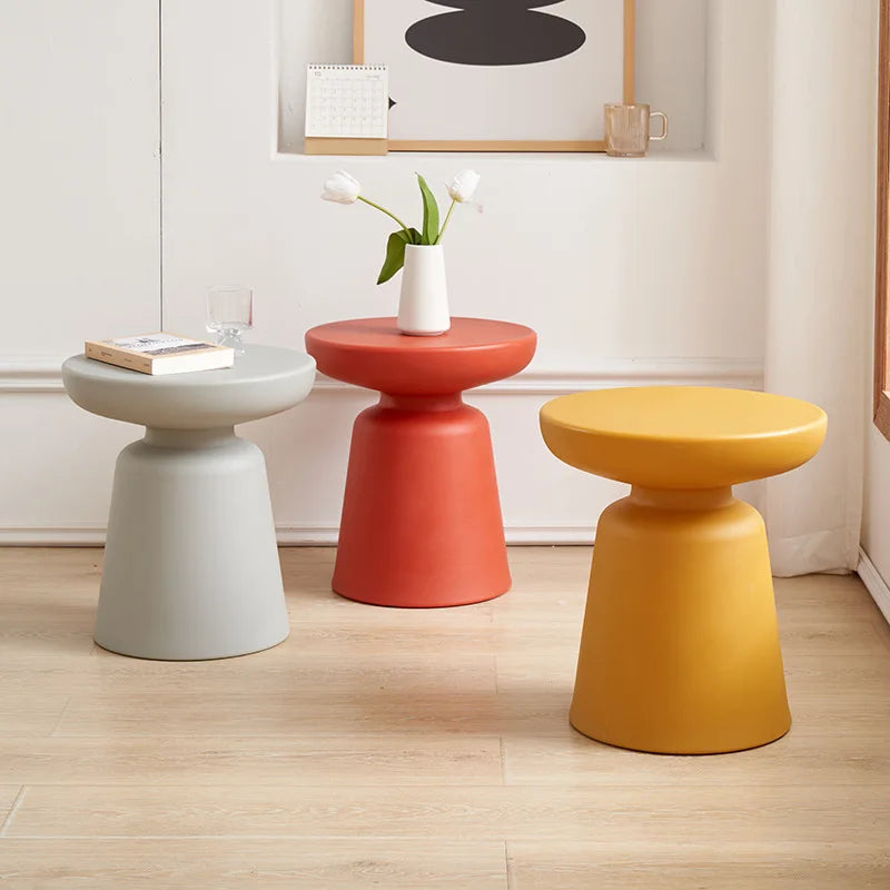 MODX Modern Black Round Shaped Low PP Wood Tea End Tables/Colors-Black/Light Gray/Yellow/Red/Green/Size: 44cm H x 39.5cm W