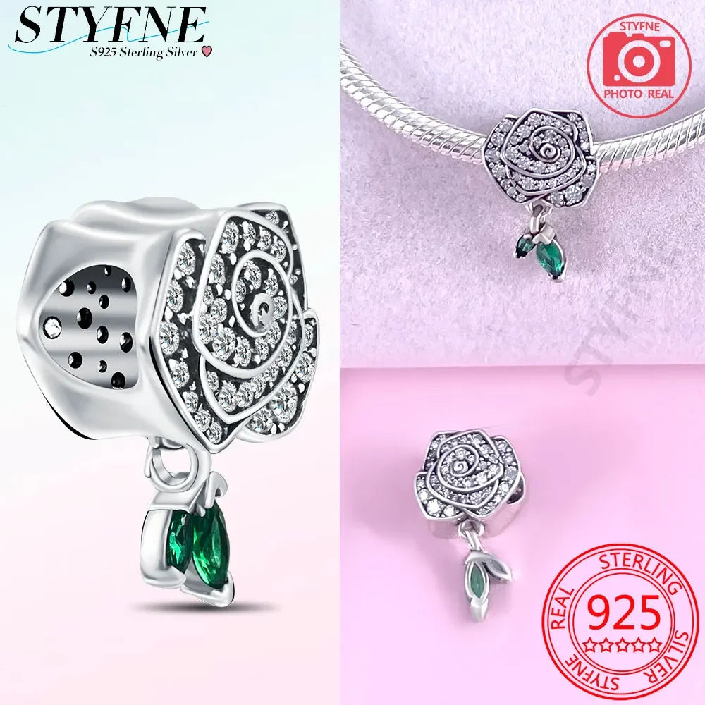 STYFNE Unisex Adult Teens Fine Imitation Sterling Silver-Plated Metal Cute Hanging Sloth Animal Shaped Charms-Pendants /Colors-Animals/Silver/Floral/Green
