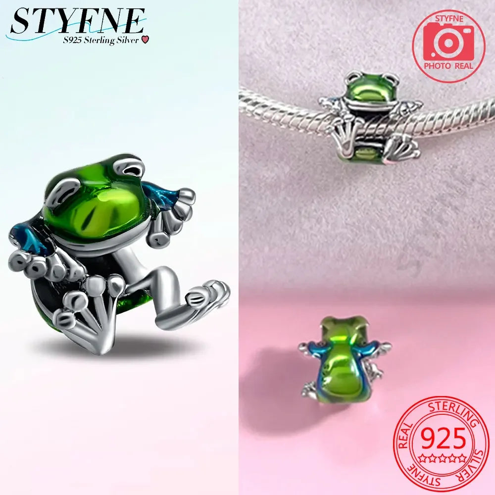 STYFNE Unisex Adult Teens Fine Imitation Sterling Silver-Plated Metal Cute Hanging Sloth Animal Shaped Charms-Pendants /Colors-Animals/Silver/Floral/Green