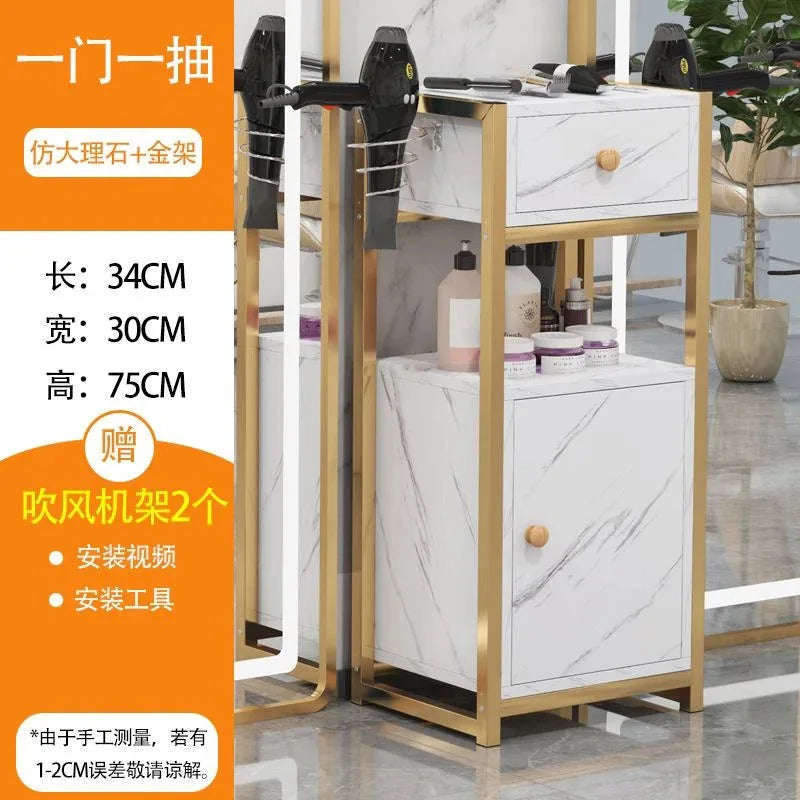 DUTRIEUX Modern White One-Storage Cabinet-Lockers Gold Iron Metal Frame Two Sliding Doors Four Black Plastic Wheel Trolley Carts/Colors-Gold/Brown/Black/White