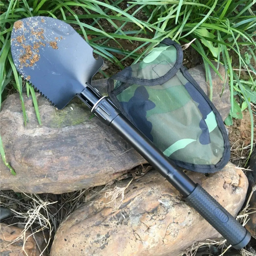 No-EN-Name-Null Outdoor Black-Camouflage Steel Foldable Portable Multifunctional Spade-Shovel Military Soldier Camping Tools
