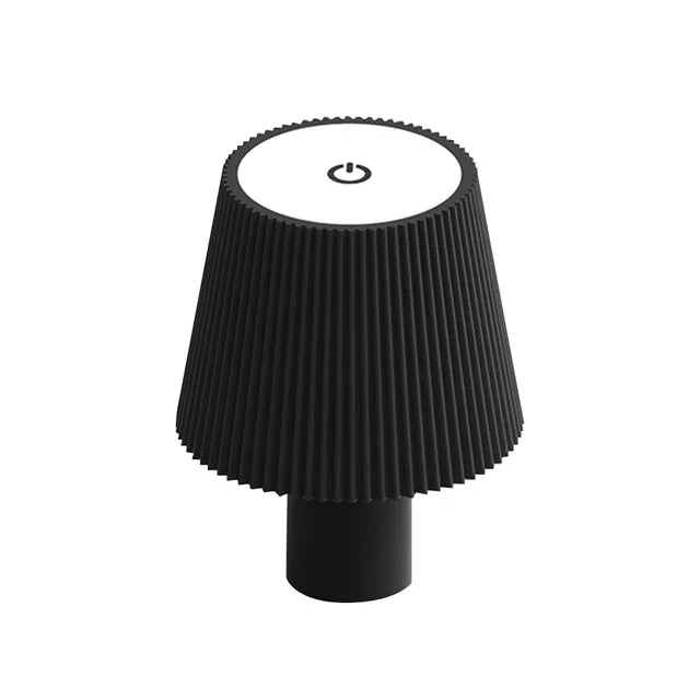 No-EN-Name-Null Modern Black-White Removable Plastic Striped Shade-Round Tubular Cylindrical Metal Square Shaped Bottom Dimmable Warm-Cool White LED 3-Level Brightness USB Rechargeable Adjustable Hose-Clip Table Desk Lamps/Colors-Black/White