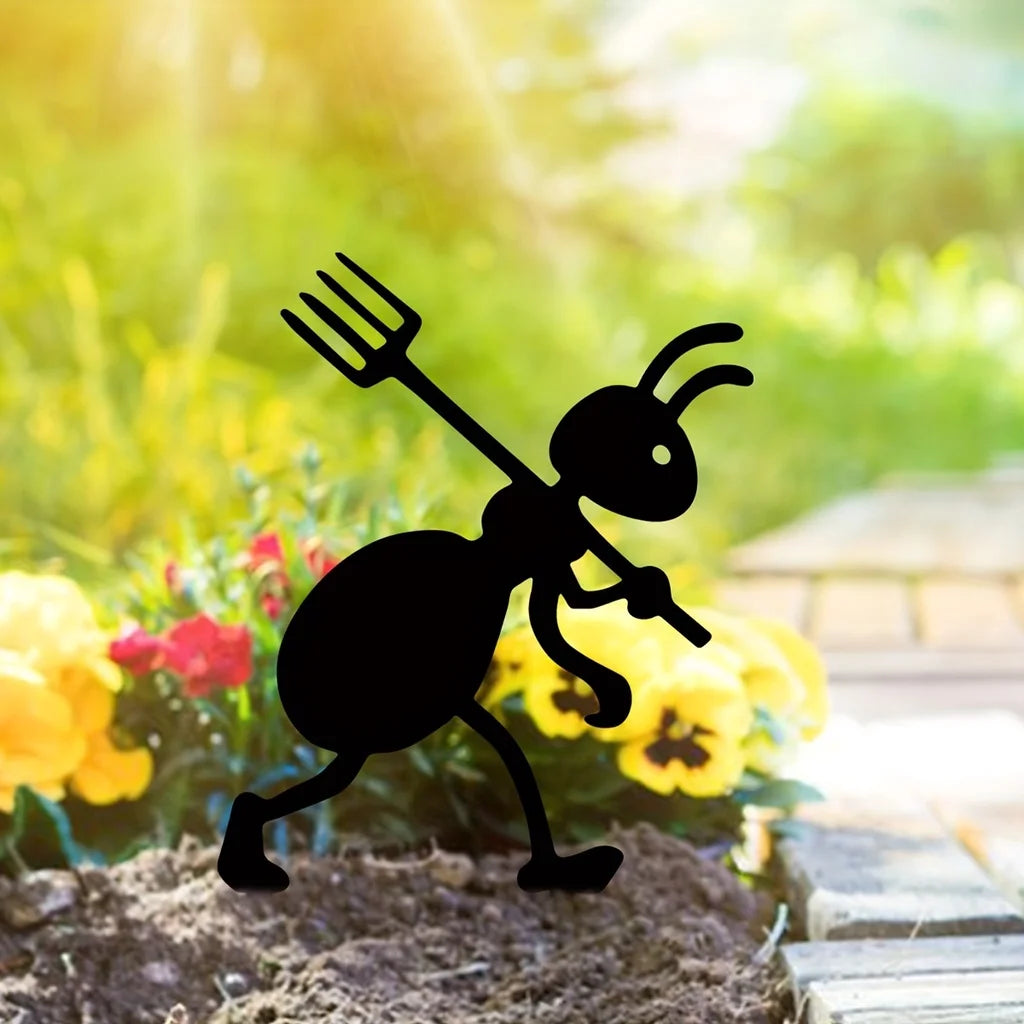 NULL Outdoor Art Deco Black Iron Metal Mounting Ants Working Grass Lawn Garden Sculpture Ornaments