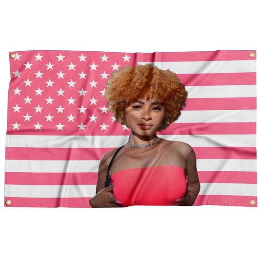 Polyester Printed Women Ice Rapper Funny Banner Sports Flags Tapestries/4 Brass Grommets/Colors-Pink/Blue/Multicolor