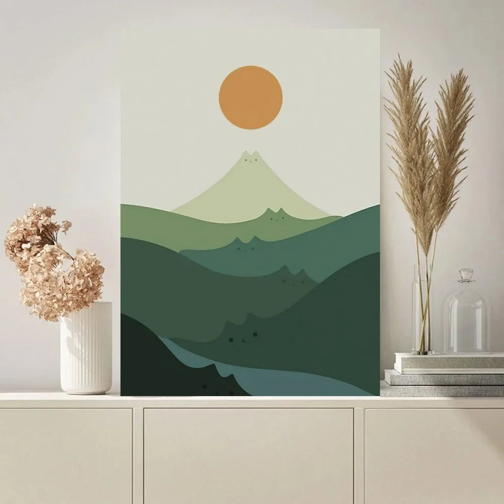 No-EN-Name-Null Modern Multicolor Rectangle Unframed Polyester Canvas Minimalist Art-Landscape-Nature Giclee Prints/Colors-Orange/Black/Beige/Yellow/White/Blue/Green/Black/Geometric/Multicolor